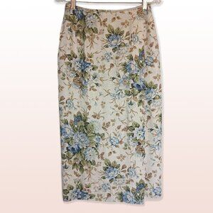 Coldwater Creek 90’s Floral Midi Wrap Skirt Rayon/Linen Size 6